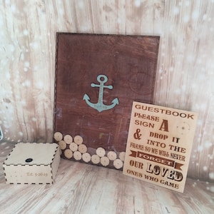 Wedding Guest Book Alternative Wood Signature Frame Nautical Decor