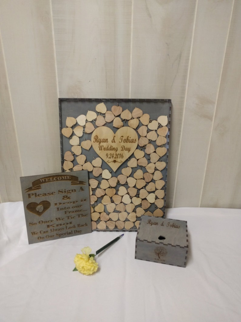 Wedding Guest book drop box with leavesAlternate Guestbook Etsy