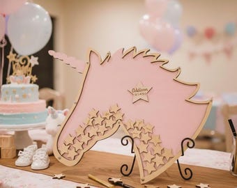 Baby Shower Gift Guest Book Wedding Guest Book Alternative Personalized Drop box Alternative Guest Book  GuestBook Unique Unicorn and Star