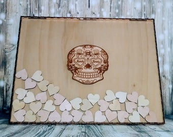 Wedding Guest book drop box (Alternate Guestbook) Baby Shower drop box,Shadow Box Guest Book, sugar skull custom guestbook alternative