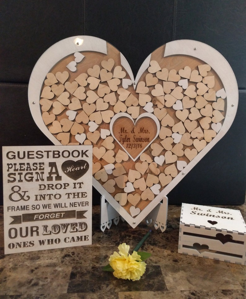 Heart Shaped Wedding Guest Book Drop Box Guestbook Etsy