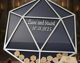 Dungeons and dragons Wedding Guest Book Alternative: Personalized 20-Sided Dice Drop Box