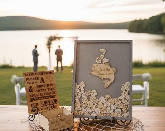 Guest Book Wedding Guest Book Alternative Personalized Drop box Alternative Guest Book fish GuestBook Unique Wedding Guestbook Book Heart