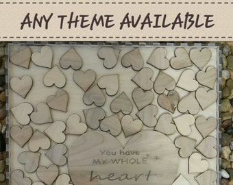Wedding Guest book drop box (Alternate Guestbook) Shadow Box Guest Book, Sign & Heart Box, custom theme