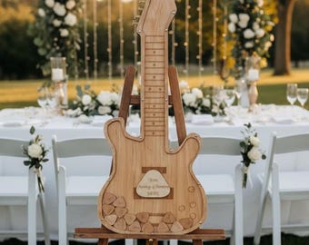 Wooden Guitar Drop Box Guest Book Alternative: Wedding Anniversary Sign