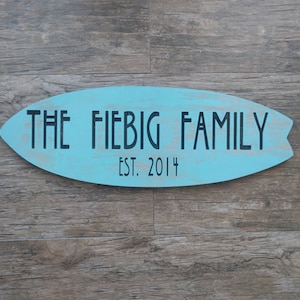 Family Name Sign Wedding Established Sign Wedding Last Name Sign Wedding Family Name Sign Wedding Name Sign EST Sign Surf Board Decor Beach
