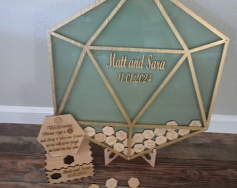 Guest Book Wedding Guest Book Alternative Personalized Drop box Alternative Guest Book  GuestBook Unique 20 Sided Dice Dungeons and Dragons