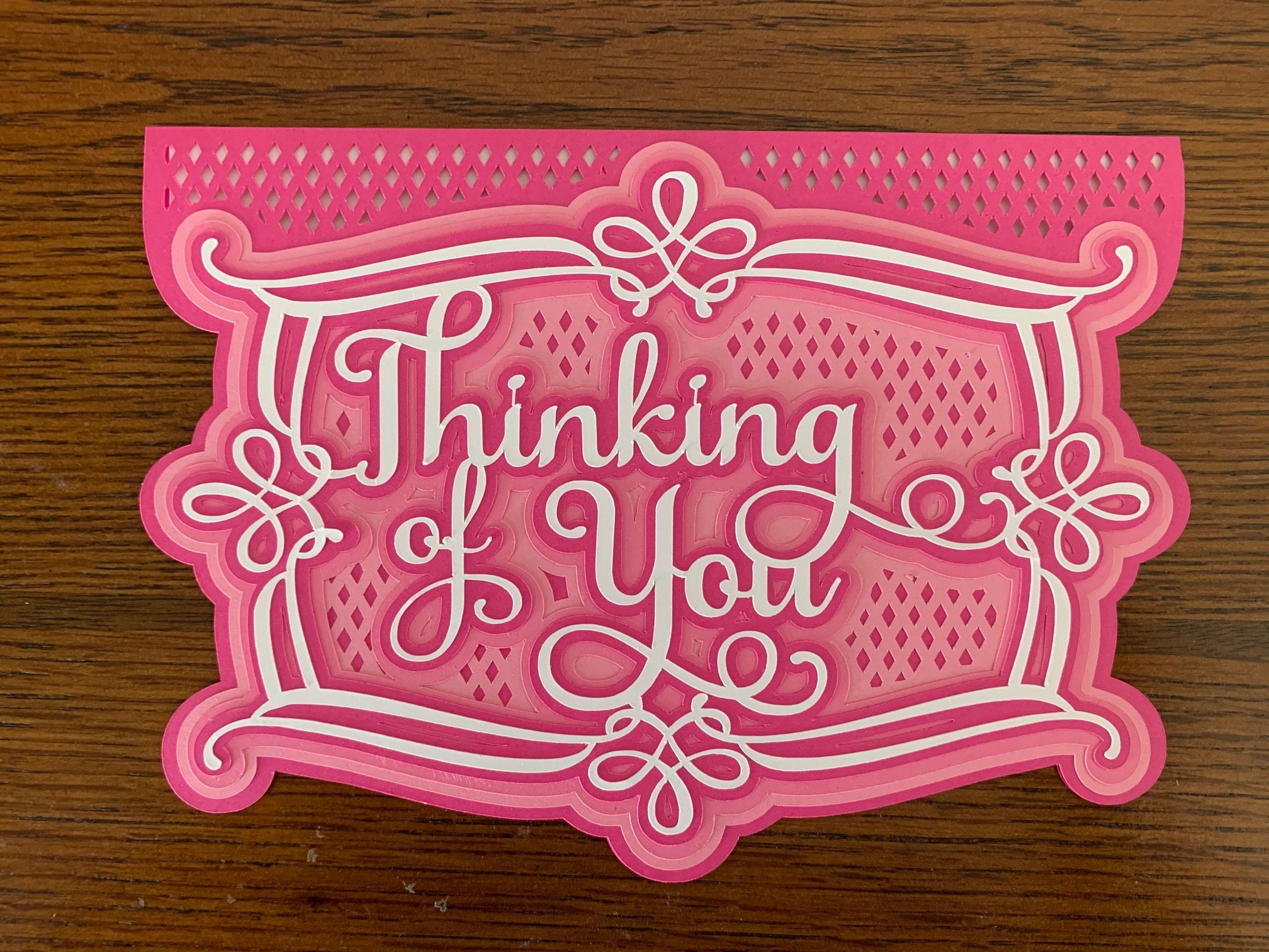SVG Cut File Layered Thinking of You Card Etsy