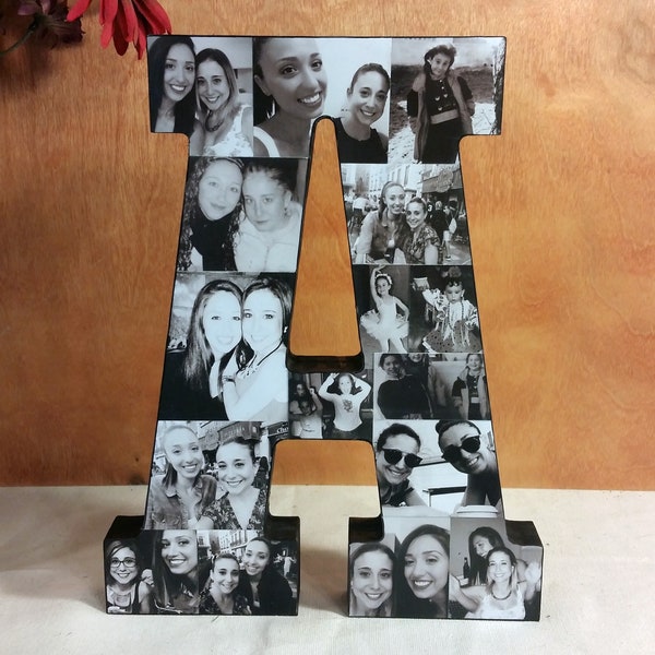 8 Inch Custom Free-Standing Photo Collage, Free-Standing Photo Collage with Multiple Letters, Photo Collage Letter