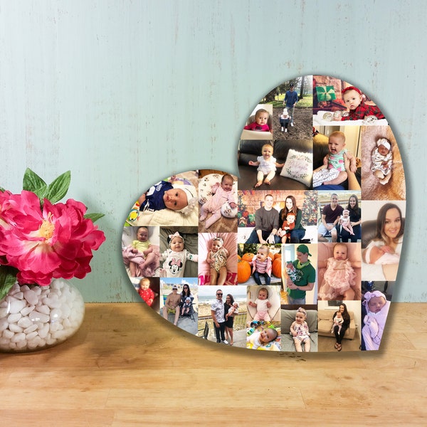 Custom Photo Collage, Heart Shape Photo Collage, Wood Letters, Personal Collage, Photo Collage, Personal Photo Collage, Custom Photo Letters