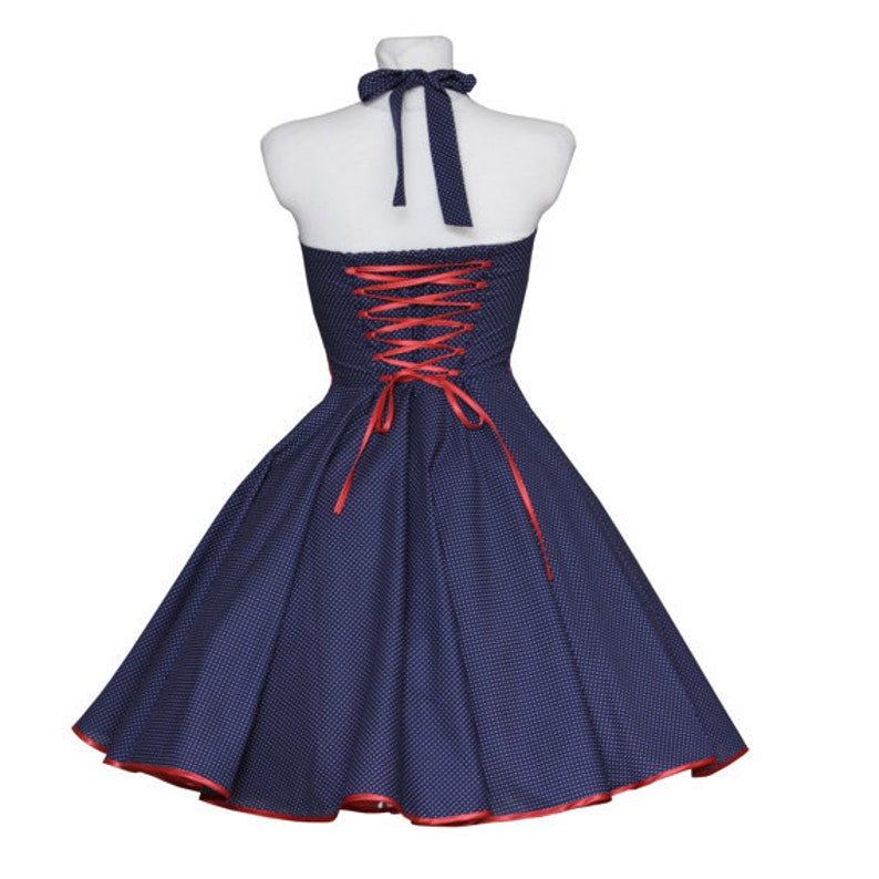 50's navy blue petticoat dress polka dots Etsy