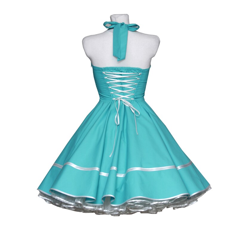 50's Hochzeitskleid helltürkis mit creme Spitze | Etsy
