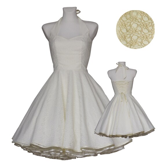 50s Wedding Dress Cream Colored Lace Etsy