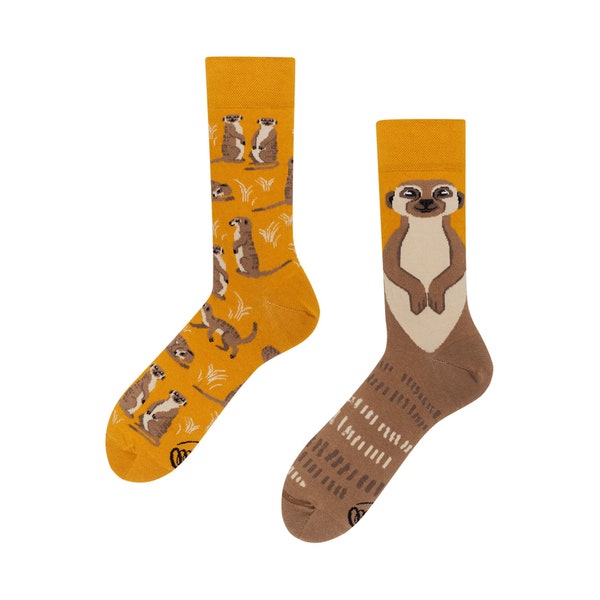 Meerkat socks from MANY MORNINGS, women's socks, men's socks, mismatched socks, colorful socks, gift for women, gift for men