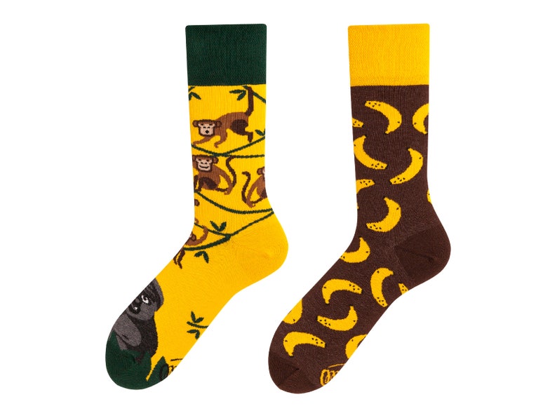 Banana socks from MANY MORNINGS, women's socks, men's socks, mismatched socks, colorful socks, gift for women, gift for men image 1
