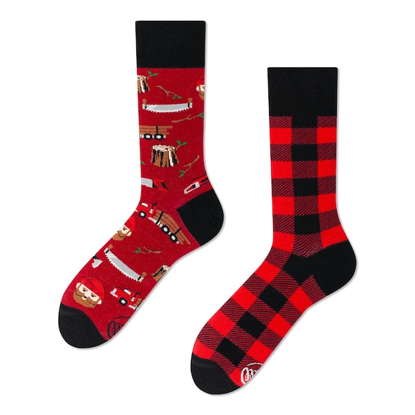 Holzfäller Socken von MANY MORNINGS, Herren und Damen Socken, Bunte und Lustige Socken, Mismatched Socken, Geschenk Frau & Mann