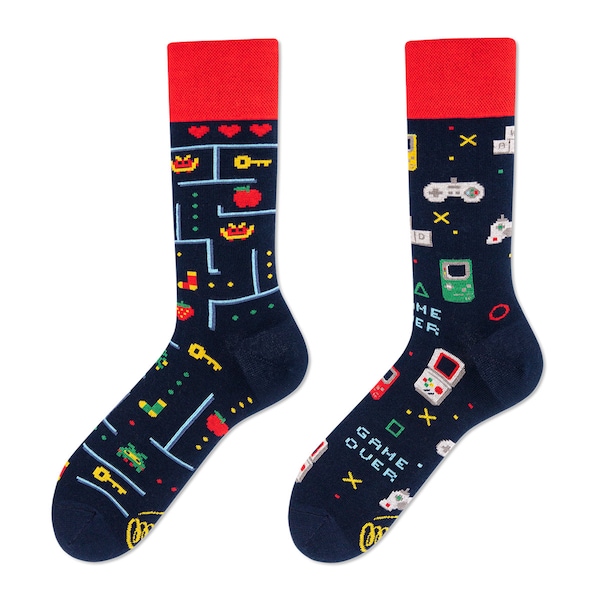 Gaming socks from MANY MORNINGS, women's socks, men's socks, mismatched socks, colorful socks, gift for women, gift for men