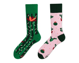 Cactus socks from MANY MORNINGS, women's socks, men's socks, mismatched socks, colorful socks, gift for women, gift for men