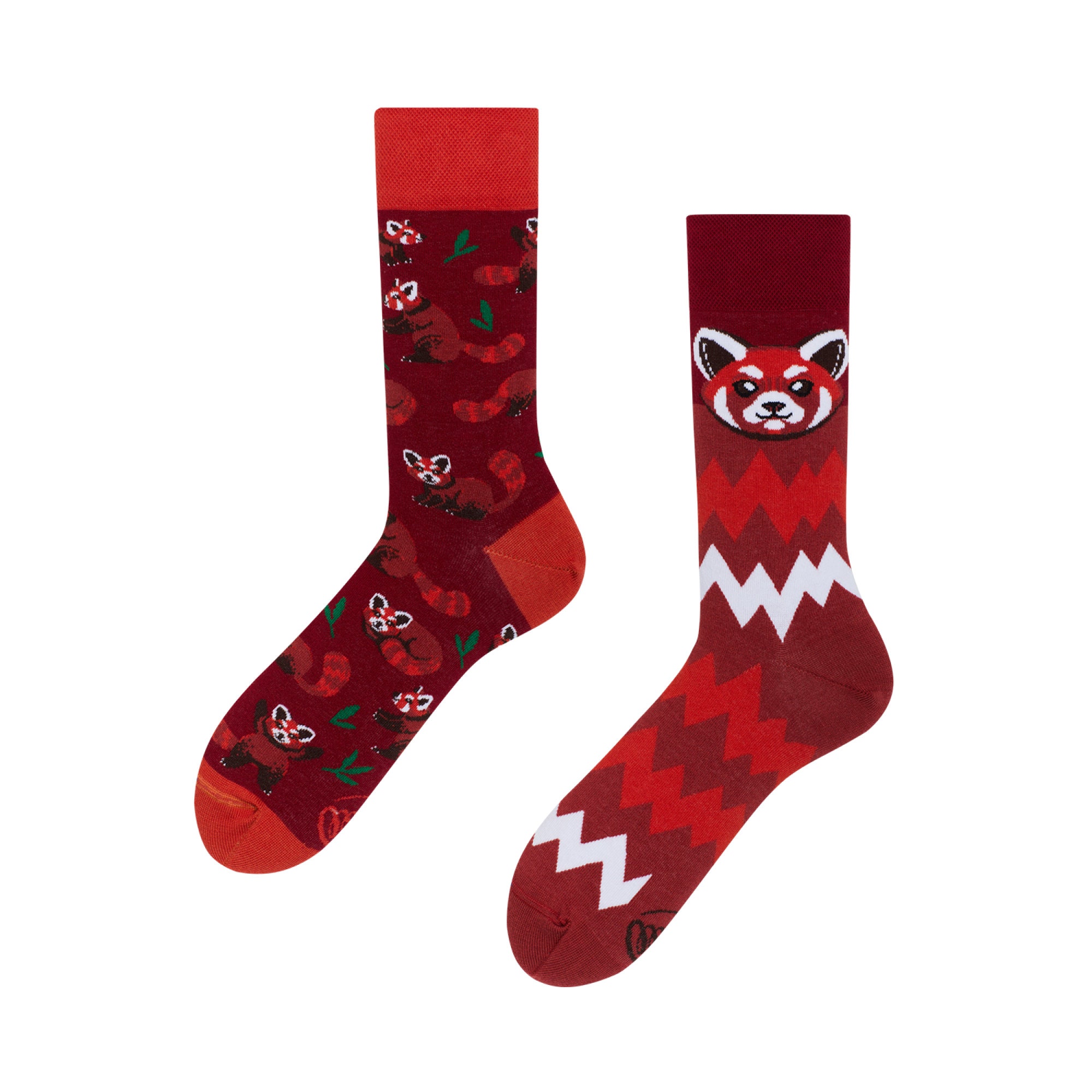 Red panda socks from MANY MORNINGS, women's socks, men's socks, mismatched socks, colorful socks, gift for women, gift for men