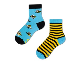 Bee kids socks from MANY MORNINGS, girls socks, boys socks, mismatched socks, colorful socks, children's socks, gift for kids