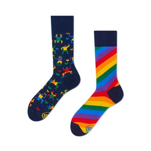 Rainbow socks from MANY MORNINGS, women's socks, men's socks, mismatched socks, colorful socks, gift for women, gift for men image 1