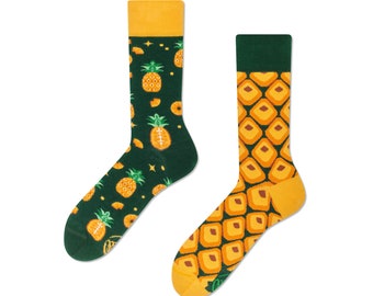 Ananas Socken von VIELE MORNINGS, Damensocken, Herrensocken, nicht zusammenpassende Socken, bunte Socken, Geschenk für Frauen, Geschenk für Männer
