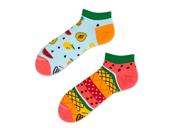 Tutti Frutti Pattern Mismatched Low Socks Many Mornings | Etsy