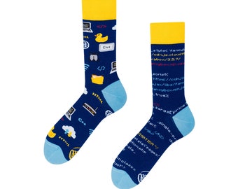 Calcetines de codificación de MUCHAS MAÑANAS, calcetines de mujer, calcetines de hombre, calcetines desiguales, calcetines de colores, regalo para mujeres, regalo para hombres