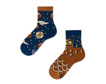 Owl kids socks from MANY MORNINGS, girls socks, boys socks, mismatched socks, colorful socks, children's socks, gift for kids