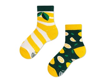 Lemon kids socks from MANY MORNINGS, girls socks, boys socks, mismatched socks, colorful socks, children's socks, gift for kids