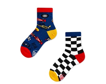 F1 kids socks from MANY MORNINGS, girls socks, boys socks, mismatched socks, colorful socks, children's socks, gift for kids