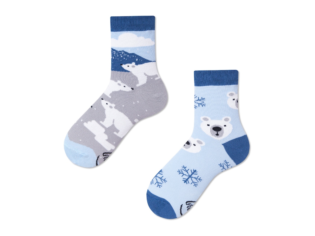 Many Mornings Kinder Socken Mit Eisbär-Motiv – Ungleiches Paar, 80% Baumwolle