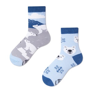 Polar bear kids socks from MANY MORNINGS, girls socks, boys socks, mismatched socks, colorful socks, children's socks, gift for kids