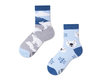 Polar bear kids socks from MANY MORNINGS, girls socks, boys socks, mismatched socks, colorful socks, children's socks, gift for kids