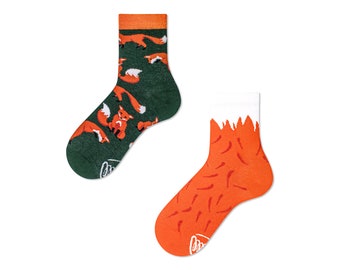 Fox kids socks from MANY MORNINGS, girls socks, boys socks, mismatched socks, colorful socks, children's socks, gift for kids