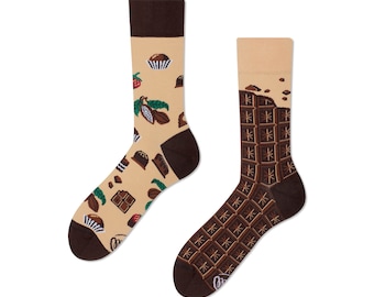 Chocolate socks from MANY MORNINGS, women's socks, men's socks, mismatched socks, colorful socks, gift for women, gift for men