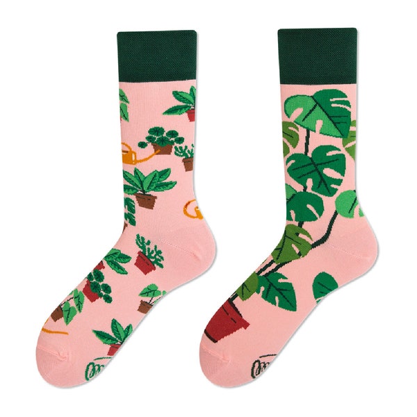 Plant socks from MANY MORNINGS, women's socks, men's socks, mismatched socks, colorful socks, gift for women, gift for men