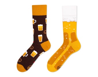 Beer socks from MANY MORNINGS, women's socks, men's socks, mismatched socks, colorful socks, gift for women, gift for men