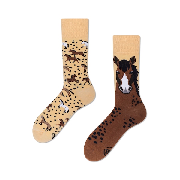 Horse socks from MANY MORNINGS, women's socks, men's socks, mismatched socks, colorful socks, gift for women, gift for men