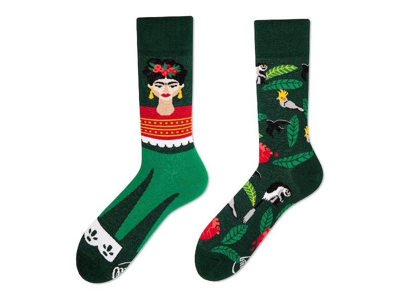 Frida socks from MANY MORNINGS, women's socks, men's socks, mismatched socks, colorful socks, gift for women, gift for men 