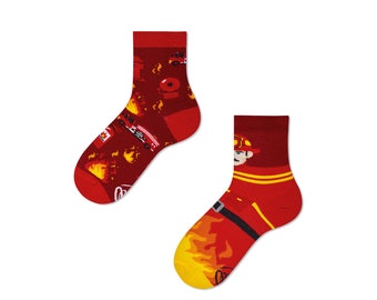 Firefighter kids socks from MANY MORNINGS, girls socks, boys socks, mismatched socks, colorful socks, children's socks, gift for kids