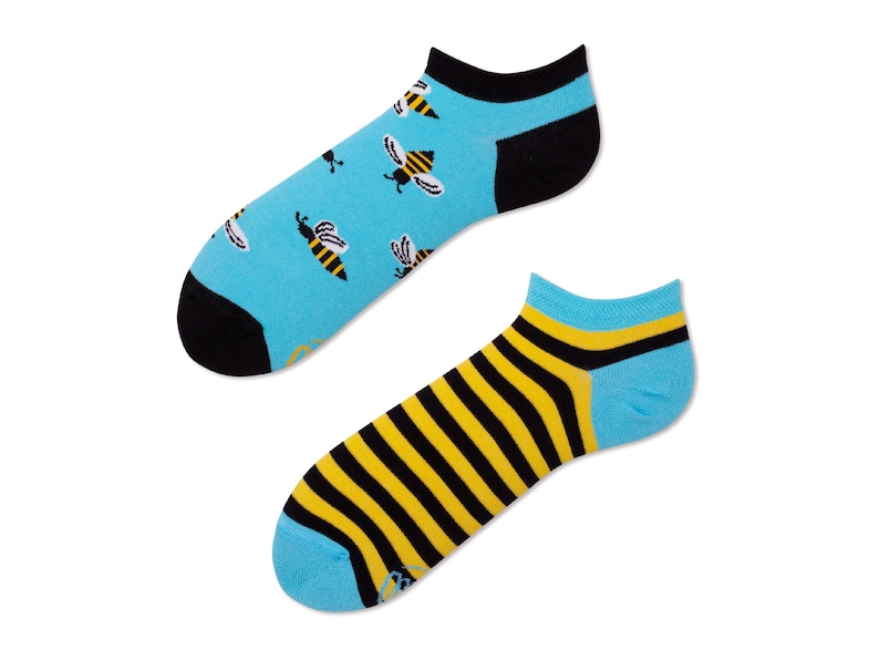 Bee low socks from MANY MORNINGS, women's socks, men's socks, mismatched socks, colorful socks, gift for women, gift for men, short socks 