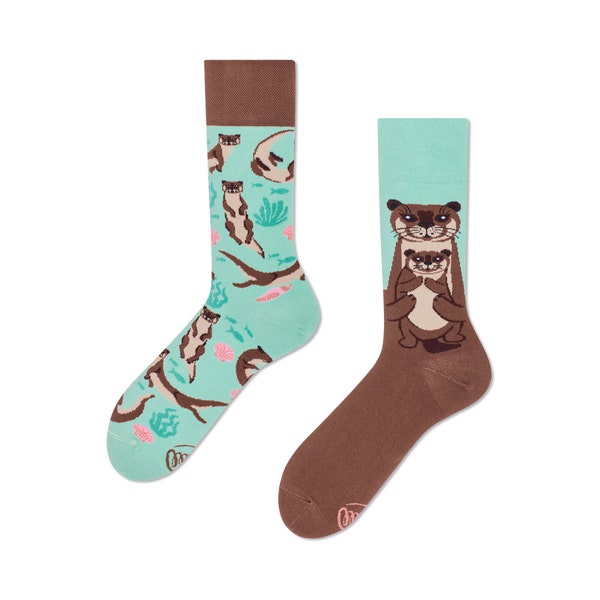 Otter socks from MANY MORNINGS, women's socks, men's socks, mismatched socks, colorful socks, gift for women, gift for men
