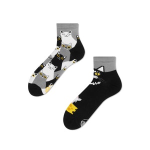 Kitten quarter socks from MANY MORNINGS, women's socks, men's socks, mismatched socks, colorful socks, gift for women, gift for men