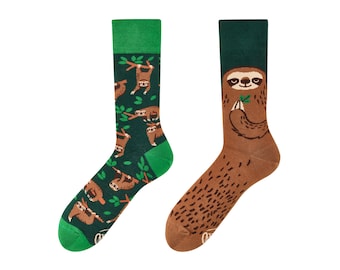 Sloth socks from MANY MORNINGS, women's socks, men's socks, mismatched socks, colorful socks, gift for women, gift for men