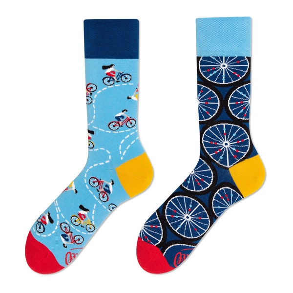 Biking socks from MANY MORNINGS, women's socks, men's socks, mismatched socks, colorful socks, gift for women, gift for men