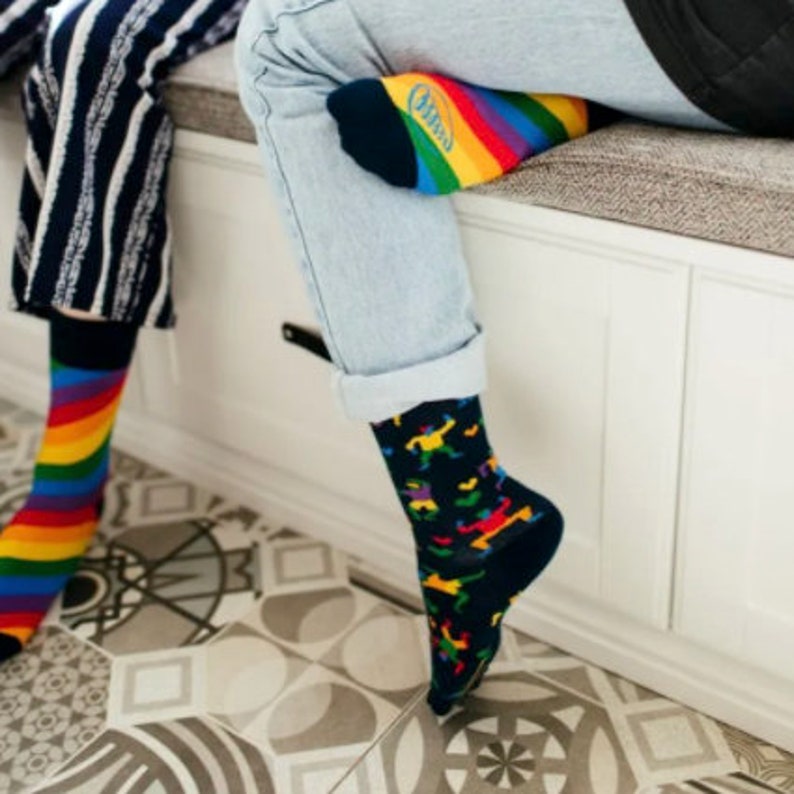 Rainbow socks from MANY MORNINGS, women's socks, men's socks, mismatched socks, colorful socks, gift for women, gift for men image 2