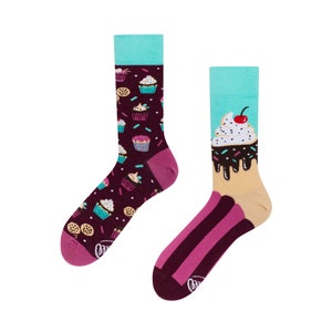 Cupcake socks from MANY MORNINGS, women's socks, men's socks, mismatched socks, colorful socks, gift for women, gift for men
