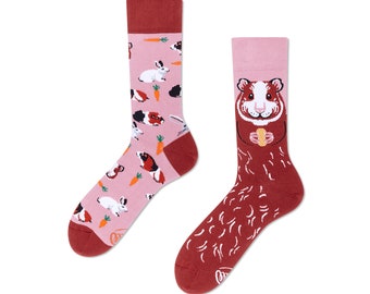 Meerschweinchen Socken von MANY MORNINGS, Herren und Damen Socken, Bunte und Lustige Socken, Mismatched Socken, Geschenk Frau & Mann