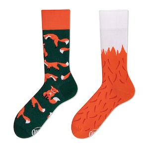 Fox socks from MANY MORNINGS, women's socks, men's socks, mismatched socks, colorful socks, gift for women, gift for men